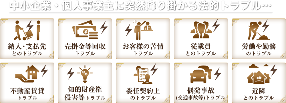 中小企業・個人事業主に突然降り掛かる法的トラブル…
